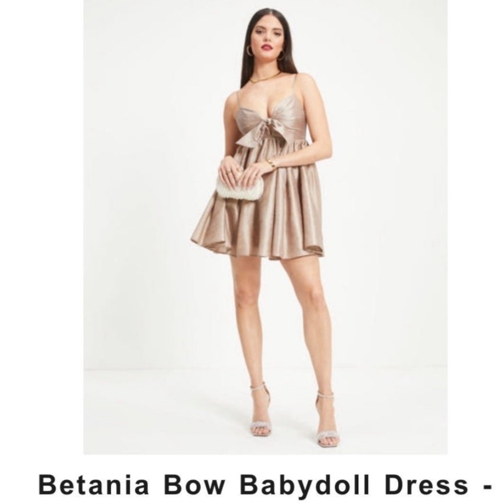 Bow Babydoll Dress - Champagne
